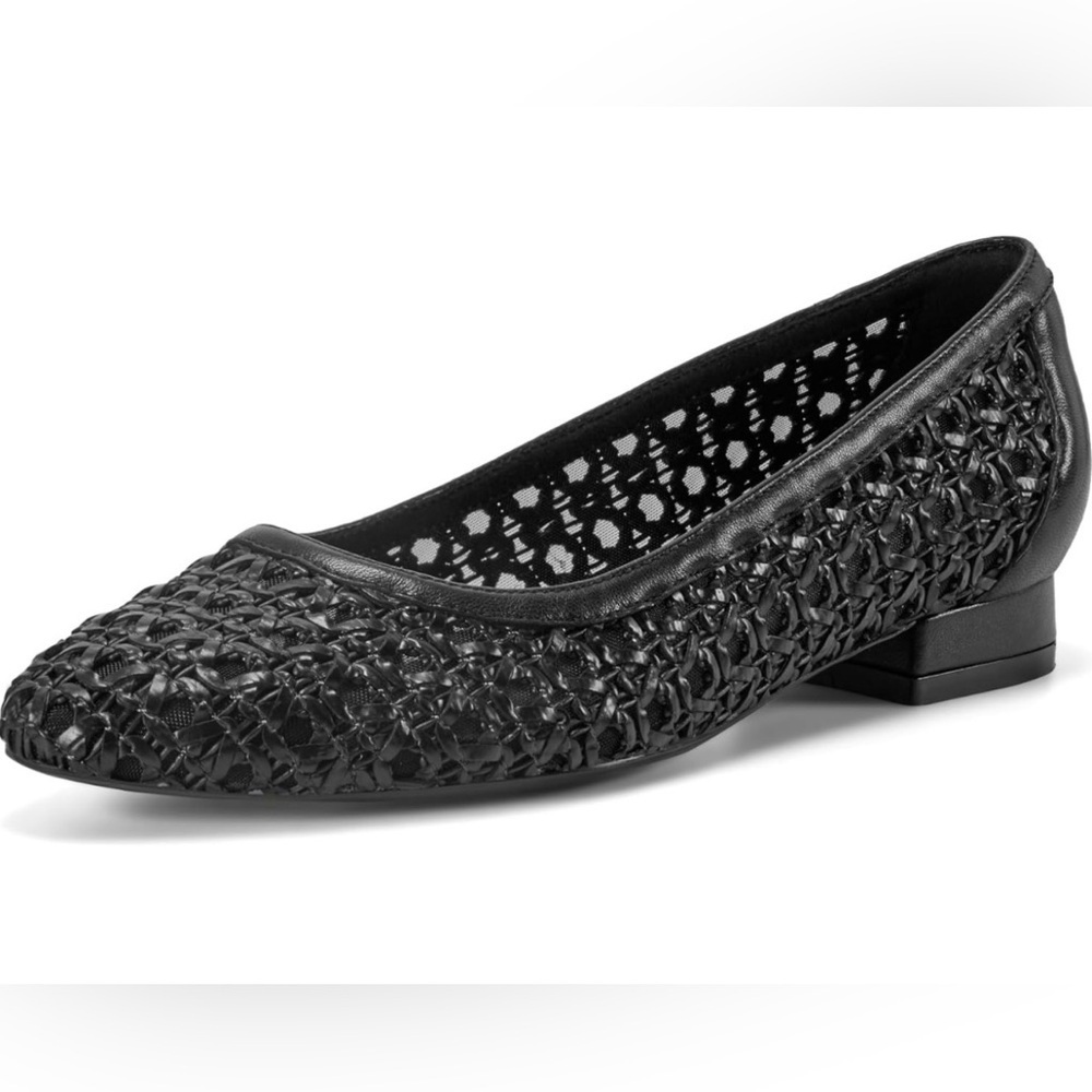 Rockport Black Woven Leather Ballet Flats